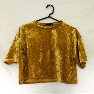 Gold velvet cropped top